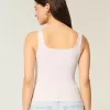 Tanktop mit eckigem Ausschnitt aus geripptem, nahtlosem Stoff Tanktop mit eckigem Ausschnitt aus geripptem, nahtlosem Stoff
