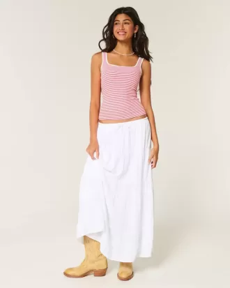 Tanktop mit eckigem Ausschnitt aus geripptem, nahtlosem Stoff