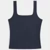 Tanktop mit eckigem Ausschnitt aus geripptem, nahtlosem Stoff Tanktop mit eckigem Ausschnitt aus geripptem, nahtlosem Stoff