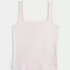 Tanktop mit eckigem Ausschnitt aus geripptem, nahtlosem Stoff Tanktop mit eckigem Ausschnitt aus geripptem, nahtlosem Stoff