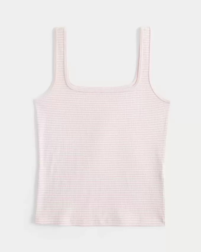 Tanktop mit eckigem Ausschnitt aus geripptem, nahtlosem Stoff Tanktop mit eckigem Ausschnitt aus geripptem, nahtlosem Stoff
