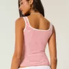 Tanktop mit eckigem Ausschnitt aus geripptem, nahtlosem Stoff Tanktop mit eckigem Ausschnitt aus geripptem, nahtlosem Stoff