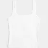 Tanktop mit eckigem Ausschnitt aus geripptem, nahtlosem Stoff Tanktop mit eckigem Ausschnitt aus geripptem, nahtlosem Stoff