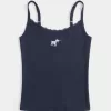 Tanktop mit Spitzenbesatz und Hundegrafik