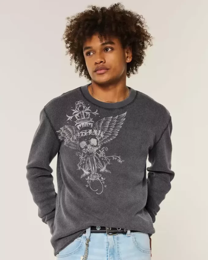 Thermo-Rundhalsshirt mit Totenkopf-Grafik Thermo-Rundhalsshirt mit Totenkopf-Grafik