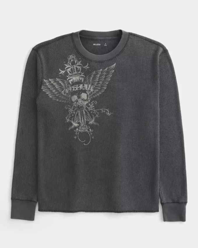 Thermo-Rundhalsshirt mit Totenkopf-Grafik Thermo-Rundhalsshirt mit Totenkopf-Grafik