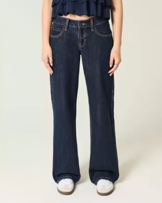 Tief sitzende Baggy-Jeans in dunkler Waschung mit Umschlagbund
