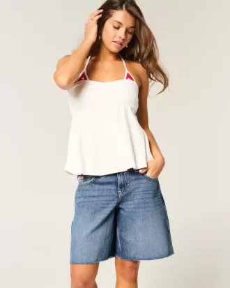Tief sitzende Baggy-Jeans mit dunkel verwaschener amerikanischer Flaggengrafik