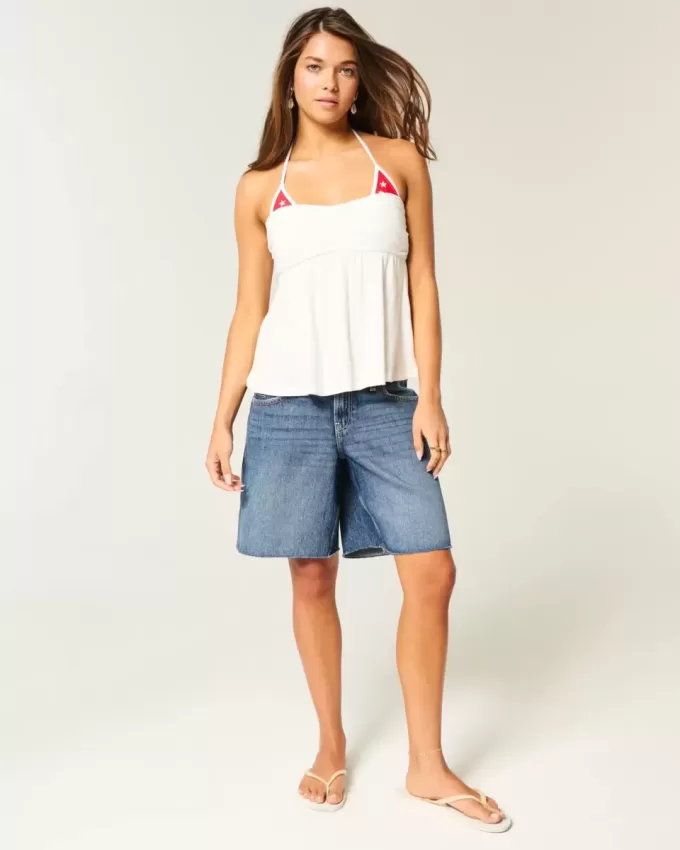 Tief sitzende Baggy-Jeans mit dunkel verwaschener amerikanischer Flaggengrafik Tief sitzende Baggy-Jeans mit dunkel verwaschener amerikanischer Flaggengrafik