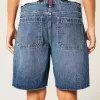 Tief sitzende Baggy-Jeans mit dunkel verwaschener amerikanischer Flaggengrafik Tief sitzende Baggy-Jeans mit dunkel verwaschener amerikanischer Flaggengrafik