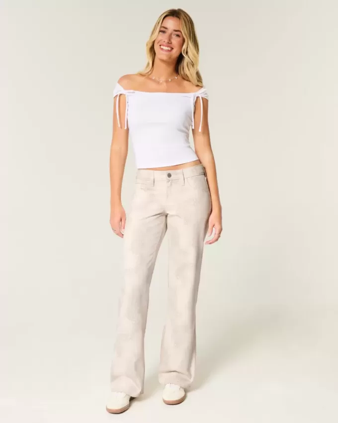 Tief sitzende Baggy-Jeans mit Reh-Print Tief sitzende Baggy-Jeans mit Reh-Print