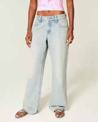 Tief sitzende Baggy-Jeans mit verstellbarer Taille in heller Waschung