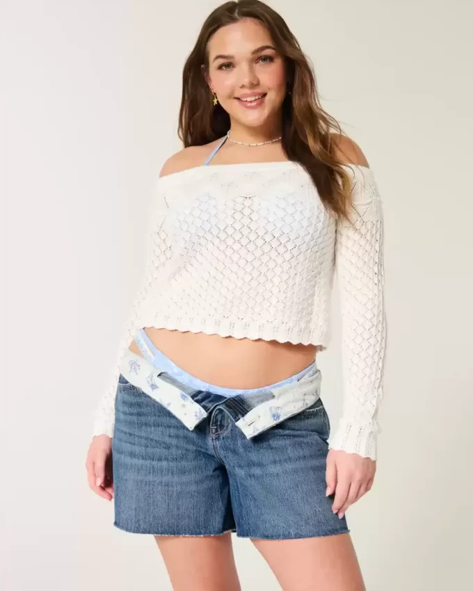 Tief sitzende Baggy-Jeansshorts in dunkler Waschung, 5 Zoll Tief sitzende Baggy-Jeansshorts in dunkler Waschung, 5 Zoll
