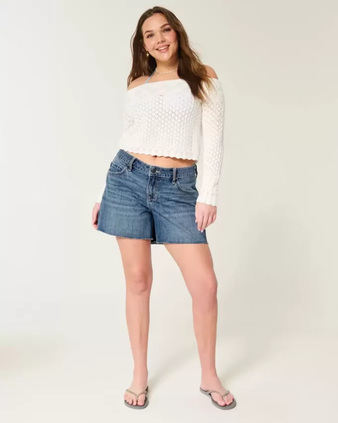 Tief sitzende Baggy-Jeansshorts in dunkler Waschung, 5 Zoll Tief sitzende Baggy-Jeansshorts in dunkler Waschung, 5 Zoll