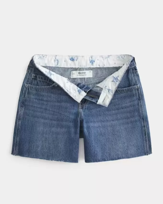 Tief sitzende Baggy-Jeansshorts in dunkler Waschung, 5 Zoll Tief sitzende Baggy-Jeansshorts in dunkler Waschung, 5 Zoll