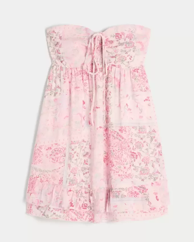 Trägerloses Babydoll-Minikleid mit Rüschen Trägerloses Babydoll-Minikleid mit Rüschen