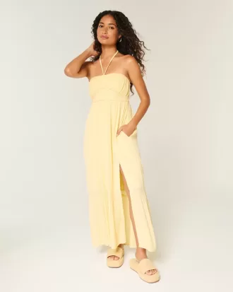 Trägerloses geflochtenes Maxikleid