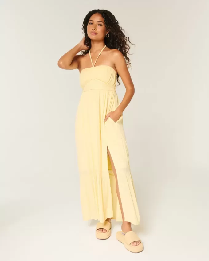 Trägerloses geflochtenes Maxikleid Trägerloses geflochtenes Maxikleid
