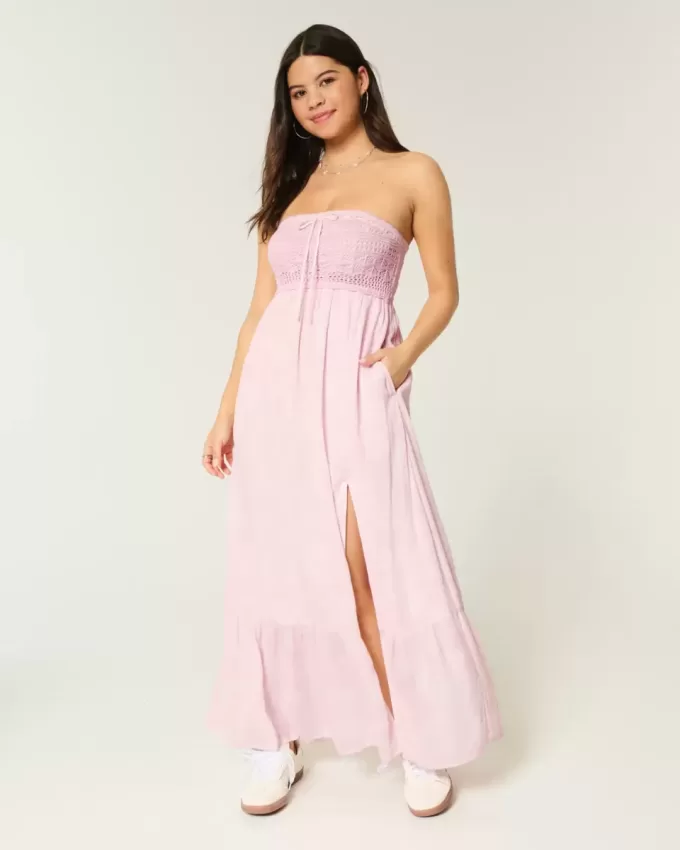 Trägerloses Maxikleid im Häkel-Stil-Mix Trägerloses Maxikleid im Häkel-Stil-Mix