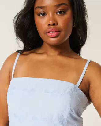 Trägerloses Maxikleid mit Stickerei