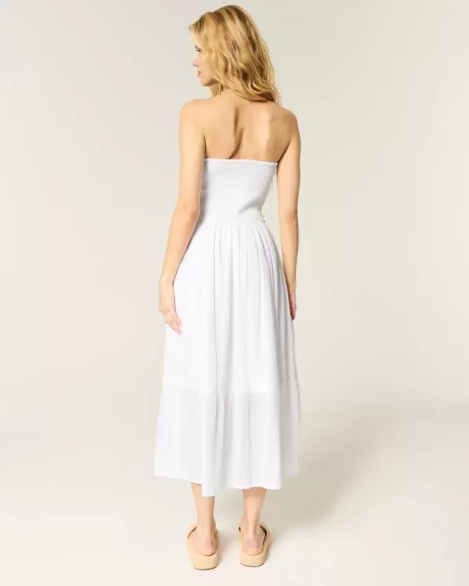 Trägerloses Maxikleid mit Stickerei Trägerloses Maxikleid mit Stickerei