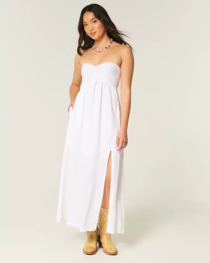 Trägerloses Maxikleid mit Twist-Brust Trägerloses Maxikleid mit Twist-Brust