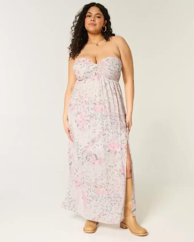 Trägerloses Maxikleid mit Twist-Brust Trägerloses Maxikleid mit Twist-Brust