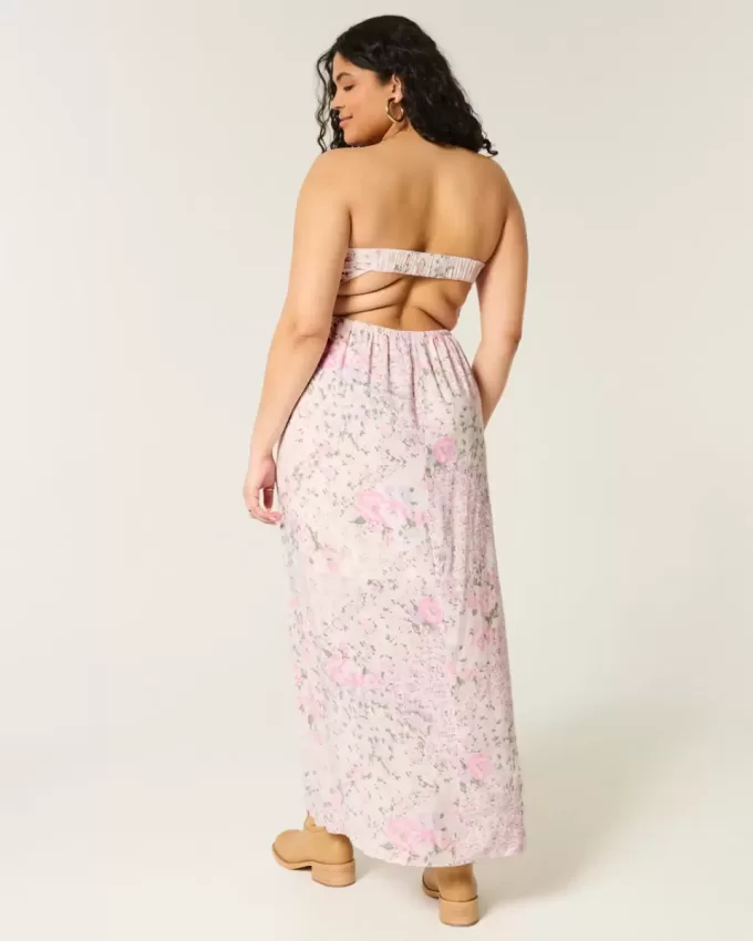 Trägerloses Maxikleid mit Twist-Brust Trägerloses Maxikleid mit Twist-Brust
