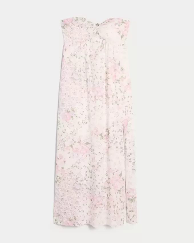 Trägerloses Maxikleid mit Twist-Brust Trägerloses Maxikleid mit Twist-Brust
