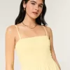 Trägerloses Midikleid aus Leinenmischung