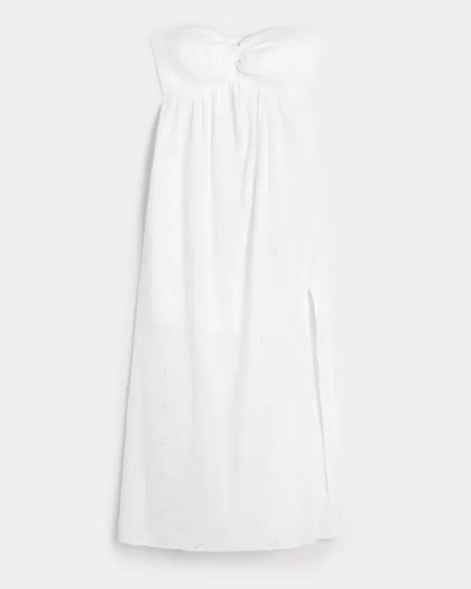 Trägerloses Midikleid mit Twist-Brust und Ösen Trägerloses Midikleid mit Twist-Brust und Ösen