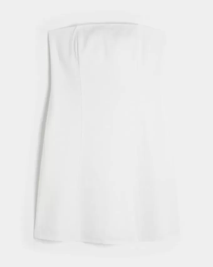 Trägerloses Minikleid aus Leinenmischung Trägerloses Minikleid aus Leinenmischung