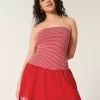 Trägerloses Minikleid aus Strickgewebe mit tiefer Taille Trägerloses Minikleid aus Strickgewebe mit tiefer Taille