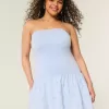 Trägerloses Minikleid aus Strickgewebe mit tiefer Taille Trägerloses Minikleid aus Strickgewebe mit tiefer Taille