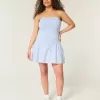 Trägerloses Minikleid aus Strickgewebe mit tiefer Taille Trägerloses Minikleid aus Strickgewebe mit tiefer Taille