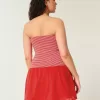 Trägerloses Minikleid aus Strickgewebe mit tiefer Taille Trägerloses Minikleid aus Strickgewebe mit tiefer Taille