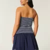 Trägerloses Minikleid aus Strickgewebe mit tiefer Taille Trägerloses Minikleid aus Strickgewebe mit tiefer Taille