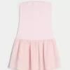 Trägerloses Minikleid aus Strickgewebe mit tiefer Taille Trägerloses Minikleid aus Strickgewebe mit tiefer Taille