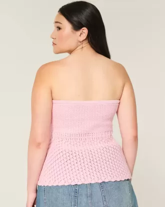 Trägerloses Pullover-Tube-Top im Häkel-Stil