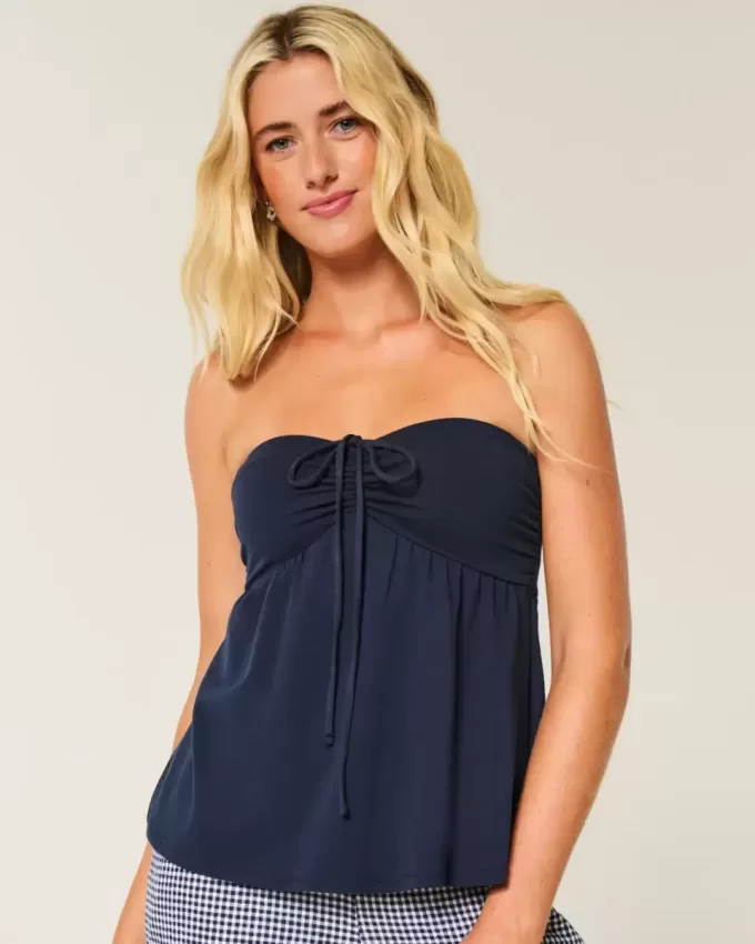 Trägerloses, tailliertes Babydoll-Oberteil Trägerloses, tailliertes Babydoll-Oberteil
