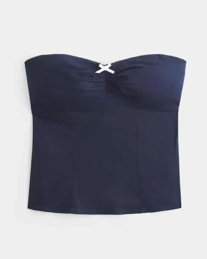 Trägerloses Top mit Picot-Spitzenbesatz Trägerloses Top mit Picot-Spitzenbesatz