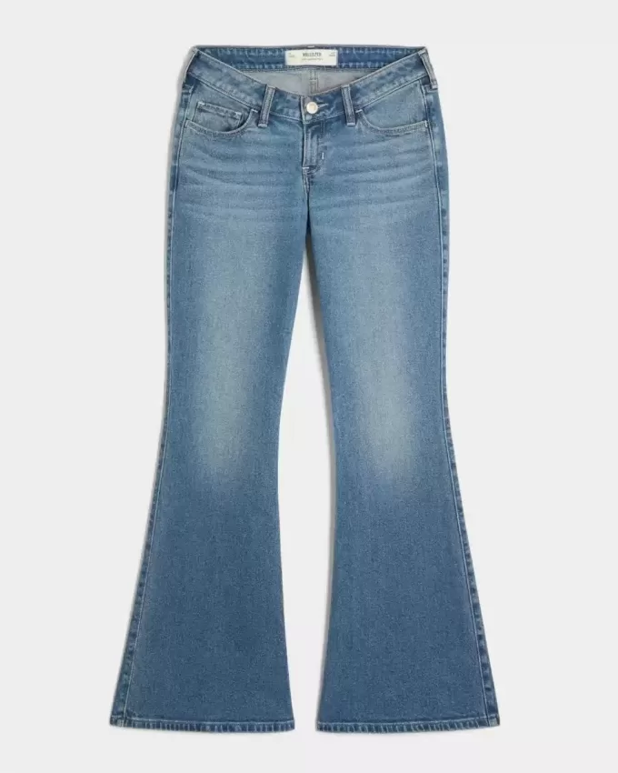 Ultra Low-Rise Flare Jeans mit mittlerer Waschung Ultra Low-Rise Flare Jeans mit mittlerer Waschung