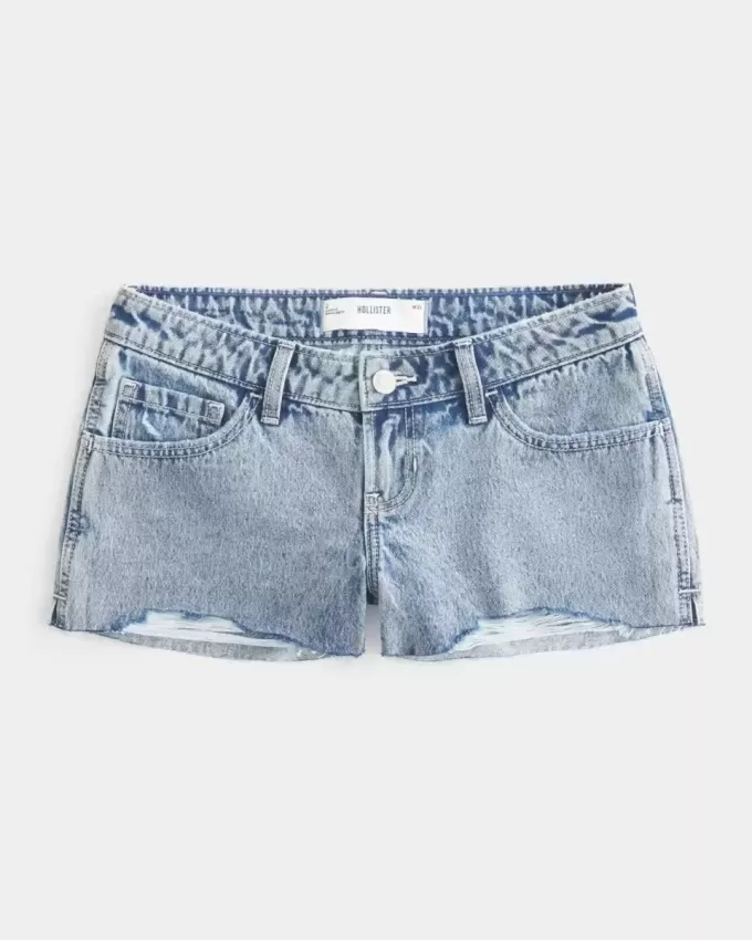 Ultra Low Rise Mini-Jeansshorts in heller Waschung Ultra Low Rise Mini-Jeansshorts in heller Waschung