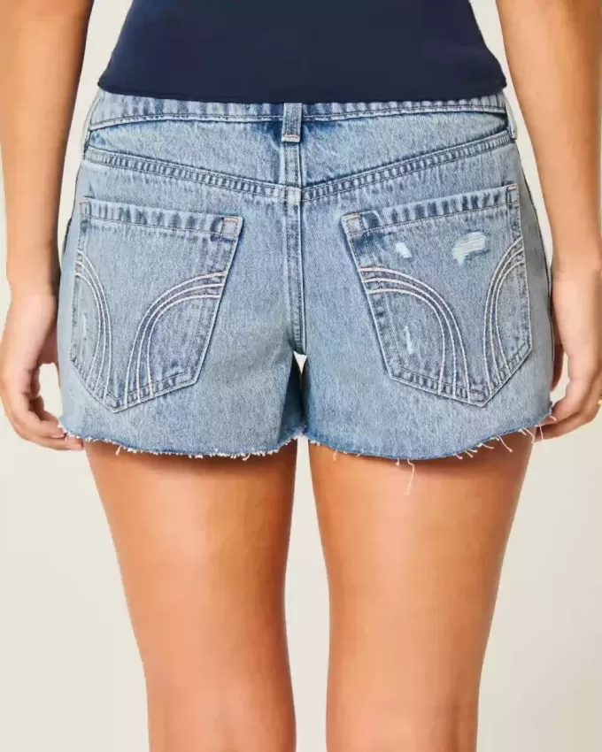 Ultra Low Rise Mini-Jeansshorts mit Stickerei Ultra Low Rise Mini-Jeansshorts mit Stickerei