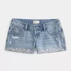 Ultra Low Rise Mini-Jeansshorts mit Stickerei Ultra Low Rise Mini-Jeansshorts mit Stickerei