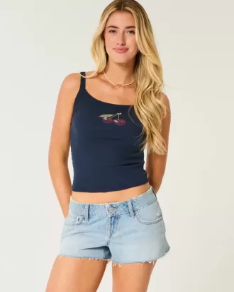 Ultra Low Rise Ripped Mini-Jeansshorts in mittlerer Waschung