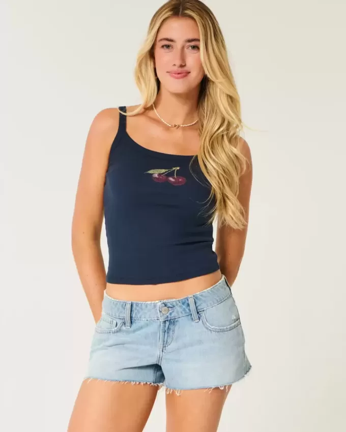 Ultra Low Rise Ripped Mini-Jeansshorts in mittlerer Waschung Ultra Low Rise Ripped Mini-Jeansshorts in mittlerer Waschung