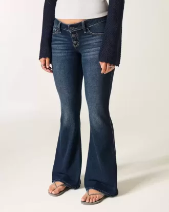 Ultra Low-Rise Schlagjeans in dunkler Waschung
