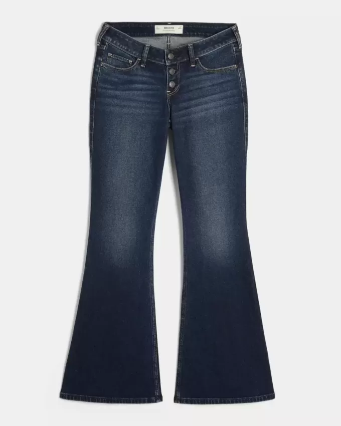 Ultra Low-Rise Schlagjeans in dunkler Waschung Ultra Low-Rise Schlagjeans in dunkler Waschung