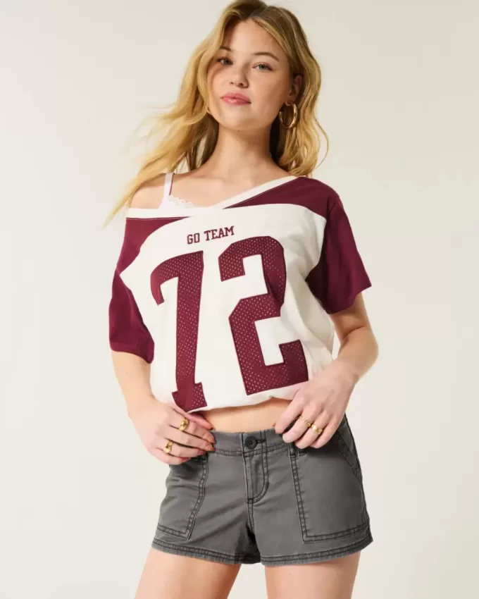 Ultra Low Rise Twill Mini-Shorts